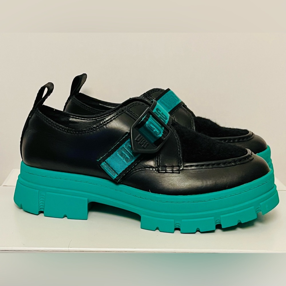 UGG Ashton Leather/ Wool Block Platform 8
